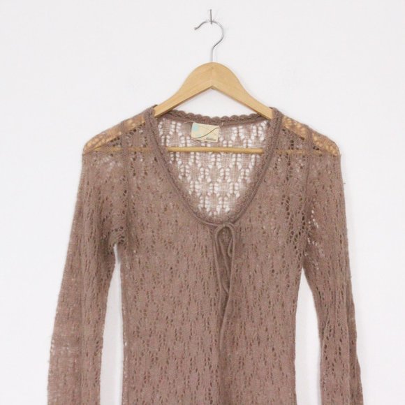 *Matthias Y2K Beige Knit Long Sleeve Tunic Blouse - Picture 3 of 8